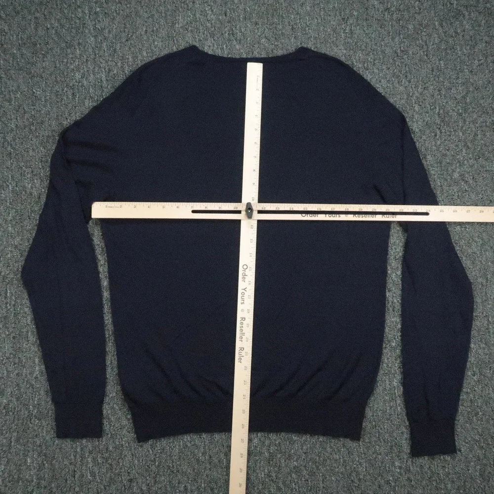 Hackett London Sweater Mens Large Blue V Neck Silk Cashmere Long Sleeve Knit